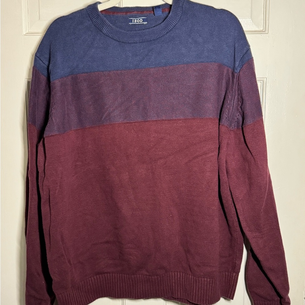 Izod Men's Crewneck Sweater - Blue and Burgundy
